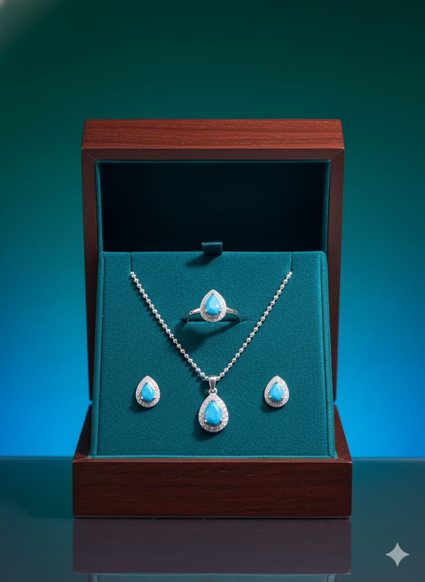 Silver Turquoise Jewelery Set